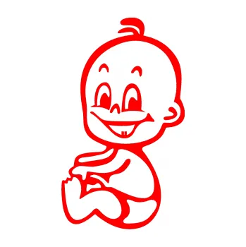 Samolepicí dekorace na vozidlo Dítě v autě 001 levá miminko chlapeček (74 - Fluorescentní červená) SAMOLEPKA NA AUTO, NÁLEPKA, FÓLIE, POLEP, TUNING, VLASTNÍ TEXT, TISK, AUTOSAMOLEPKY.cz, POLEPY, OBRÁZEK, LOGO, 3D STICKERS