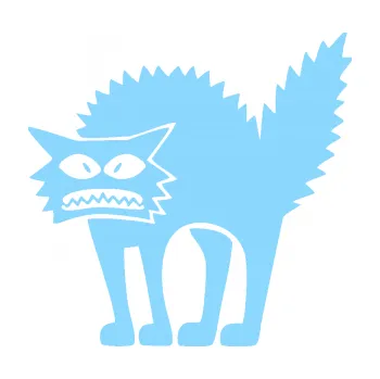 Samolepicí dekorace na vozidlo Kočka naježená levá (03 - světle modrá) SAMOLEPKA NA AUTO, NÁLEPKA, FÓLIE, POLEP, TUNING, VLASTNÍ TEXT, TISK, AUTOSAMOLEPKY.cz, POLEPY, OBRÁZEK, LOGO, 3D STICKERS