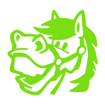 Samolepící dekorace SAMOLEPKA Kůň 041 levá veselý (04 - zelená kawasaki) NA AUTO, NÁLEPKA, FÓLIE, POLEP, TUNING, VLASTNÍ TEXT, TISK, AUTOSAMOLEPKY.cz, POLEPY, OBRÁZEK, LOGO, SAMOLEPKY