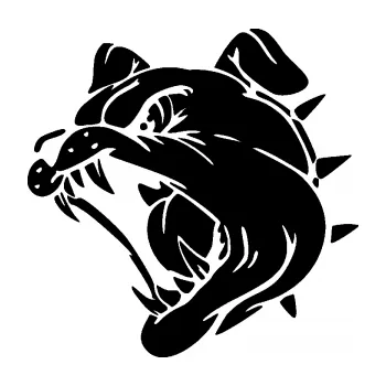 Polep vozidla Pes 136 levá rozzuřený buldok (01 - černá) SAMOLEPKA NA AUTO, NÁLEPKA, FÓLIE, POLEP, TUNING, VLASTNÍ TEXT, TISK, AUTOSAMOLEPKY.cz, POLEPY, OBRÁZEK, LOGO, 3D STICKERS