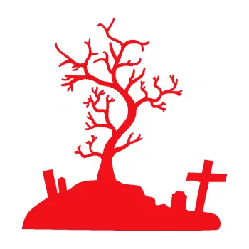 Samolepící dekorace SAMOLEPKA Halloween 019 levá hřbitov (10 - červená) NA AUTO, NÁLEPKA, FÓLIE, POLEP, TUNING, VLASTNÍ TEXT, TISK, AUTOSAMOLEPKY.cz, POLEPY, OBRÁZEK, LOGO, SAMOLEPKY