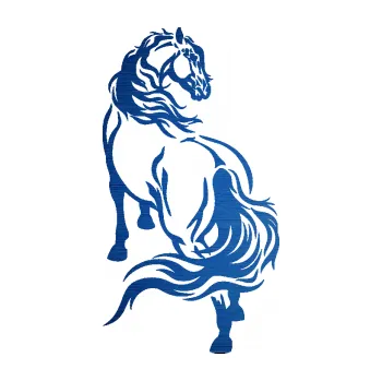 Samolepící dekorace SAMOLEPKA Kůň 051 pravá (65 - škrábaný kov modrý) NA AUTO, NÁLEPKA, FÓLIE, POLEP, TUNING, VLASTNÍ TEXT, TISK, AUTOSAMOLEPKY.cz, POLEPY, OBRÁZEK, LOGO, SAMOLEPKY