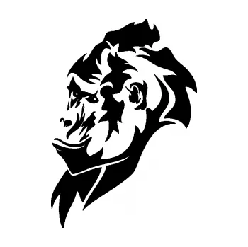 Samolepící dekorace SAMOLEPKA Gorila 003 levá (01 - černá) NA AUTO, NÁLEPKA, FÓLIE, POLEP, TUNING, VLASTNÍ TEXT, TISK, AUTOSAMOLEPKY.cz, POLEPY, OBRÁZEK, LOGO, SAMOLEPKY