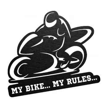 Samolepící dekorace SAMOLEPKA Motorkář 012 levá s textem (63 - škrábaný kov černý) NA AUTO, NÁLEPKA, FÓLIE, POLEP, TUNING, VLASTNÍ TEXT, TISK, AUTOSAMOLEPKY.cz, POLEPY, OBRÁZEK, LOGO, SAMOLEPKY