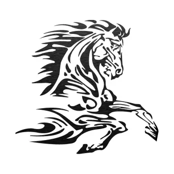 Samolepící dekorace SAMOLEPKA Kůň 074 pravá (63 - škrábaný kov černý) NA AUTO, NÁLEPKA, FÓLIE, POLEP, TUNING, VLASTNÍ TEXT, TISK, AUTOSAMOLEPKY.cz, POLEPY, OBRÁZEK, LOGO, SAMOLEPKY