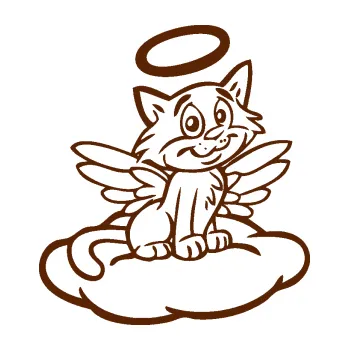 Samolepící dekorace Kočka 020 pravá andílek na obláčku (15 - hnědá) SAMOLEPKA NA AUTO, NÁLEPKA, FÓLIE, POLEP, TUNING, VLASTNÍ TEXT, TISK, AUTOSAMOLEPKY.cz, POLEPY, OBRÁZEK, LOGO, 3D STICKERS