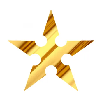 samolepka Ninja hvězda (81 - chrom fólie zlatá zrcadlová) SAMOLEPKA NA AUTO, NÁLEPKA, FÓLIE, POLEP, TUNING, VLASTNÍ TEXT, TISK, AUTOSAMOLEPKY.cz, POLEPY, OBRÁZEK, LOGO, 3D STICKERS