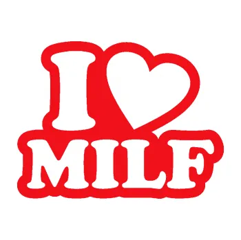 Polep vozidla SAMOLEPKA I love milf 002 nápis (10 - červená) NA AUTO, NÁLEPKA, FÓLIE, POLEP, TUNING, VLASTNÍ TEXT, TISK, AUTOSAMOLEPKY.cz, POLEPY, OBRÁZEK, LOGO, SAMOLEPKY