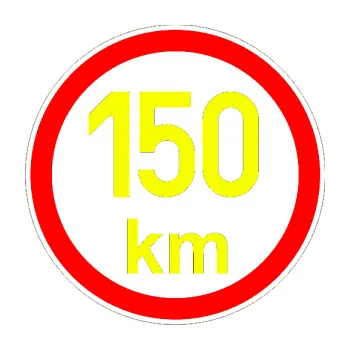 samolepka Maximální rychlost 150km - nejvyšší konstrukční rychlost (70 - Fluorescentní žlutá) SAMOLEPKA NA AUTO, NÁLEPKA, FÓLIE, POLEP, TUNING, VLASTNÍ TEXT, TISK, AUTOSAMOLEPKY.cz, POLEPY, OBRÁZEK, LOGO, 3D STICKERS