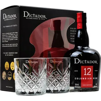 Rum Dictador 12 let + 2x sklenička 0,7 l