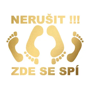 Samolepící dekorace SAMOLEPKA Interiér 012 Nerušit zde se spí (43 - zlatá metalíza) NA AUTO, NÁLEPKA, FÓLIE, POLEP, TUNING, VLASTNÍ TEXT, TISK, AUTOSAMOLEPKY.cz, POLEPY, OBRÁZEK, LOGO, SAMOLEPKY