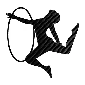 Samolepicí dekorace na vozidlo Hula Hop 002 levá gymnastka s obručí (50 - 3D karbon černý) SAMOLEPKA NA AUTO, NÁLEPKA, FÓLIE, POLEP, TUNING, VLASTNÍ TEXT, TISK, AUTOSAMOLEPKY.cz, POLEPY, OBRÁZEK, LOGO, 3D STICKERS