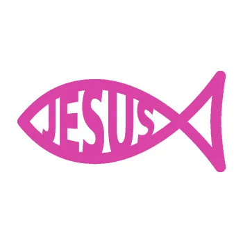 samolepka Jesus rybička 003 křesťanský symbol (16 - růžová) SAMOLEPKA NA AUTO, NÁLEPKA, FÓLIE, POLEP, TUNING, VLASTNÍ TEXT, TISK, AUTOSAMOLEPKY.cz, POLEPY, OBRÁZEK, LOGO, 3D STICKERS