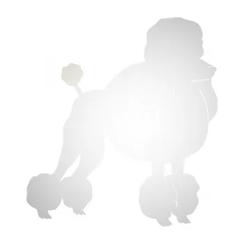 Polep vozidla SAMOLEPKA Pes 092 pravá Pudl (82 - odrazková reflexní bílá) NA AUTO, NÁLEPKA, FÓLIE, POLEP, TUNING, VLASTNÍ TEXT, TISK, AUTOSAMOLEPKY.cz, POLEPY, OBRÁZEK, LOGO, SAMOLEPKY