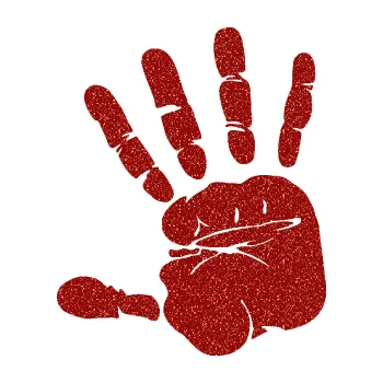 Samolepící dekorace Otisk ruky levá (86 - Ultra Metalic červená) SAMOLEPKA NA AUTO, NÁLEPKA, FÓLIE, POLEP, TUNING, VLASTNÍ TEXT, TISK, AUTOSAMOLEPKY.cz, POLEPY, OBRÁZEK, LOGO, 3D STICKERS