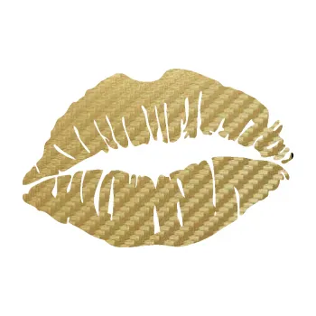 Samolepící dekorace Pusa 002 pravá otisk rtů (59 - 3D karbon zlatý) SAMOLEPKA NA AUTO, NÁLEPKA, FÓLIE, POLEP, TUNING, VLASTNÍ TEXT, TISK, AUTOSAMOLEPKY.cz, POLEPY, OBRÁZEK, LOGO, 3D STICKERS
