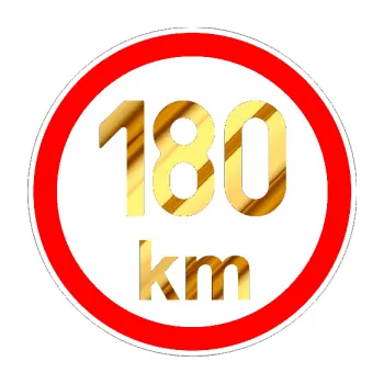 samolepka Maximální rychlost 180km - nejvyšší konstrukční rychlost (81 - chrom fólie zlatá zrcadlová) SAMOLEPKA NA AUTO, NÁLEPKA, FÓLIE, POLEP, TUNING, VLASTNÍ TEXT, TISK, AUTOSAMOLEPKY.cz, POLEPY, OBRÁZEK, LOGO, 3D STICKERS