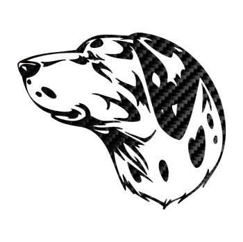 samolepka Pes 002 levá Dalmatin (50 - 3D karbon černý) SAMOLEPKA NA AUTO, NÁLEPKA, FÓLIE, POLEP, TUNING, VLASTNÍ TEXT, TISK, AUTOSAMOLEPKY.cz, POLEPY, OBRÁZEK, LOGO, 3D STICKERS