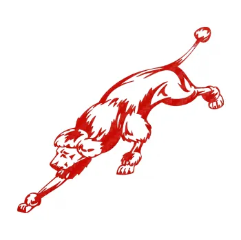 Polep vozidla SAMOLEPKA Pes 022 levá Pudl (53 - 3D karbon červený) NA AUTO, NÁLEPKA, FÓLIE, POLEP, TUNING, VLASTNÍ TEXT, TISK, AUTOSAMOLEPKY.cz, POLEPY, OBRÁZEK, LOGO, SAMOLEPKY