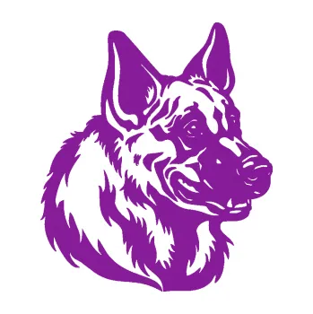 Polep vozidla SAMOLEPKA Pes 123 pravá německý ovčák hlava (14 - fialová) NA AUTO, NÁLEPKA, FÓLIE, POLEP, TUNING, VLASTNÍ TEXT, TISK, AUTOSAMOLEPKY.cz, POLEPY, OBRÁZEK, LOGO, SAMOLEPKY