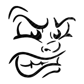 Samolepící dekorace SAMOLEPKA Obličej 001 pravá naštvaný (50 - 3D karbon černý) NA AUTO, NÁLEPKA, FÓLIE, POLEP, TUNING, VLASTNÍ TEXT, TISK, AUTOSAMOLEPKY.cz, POLEPY, OBRÁZEK, LOGO, SAMOLEPKY