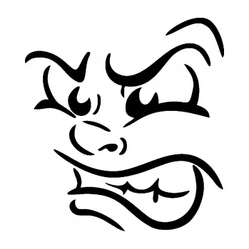 Samolepící dekorace SAMOLEPKA Obličej 001 levá naštvaný (01 - černá) NA AUTO, NÁLEPKA, FÓLIE, POLEP, TUNING, VLASTNÍ TEXT, TISK, AUTOSAMOLEPKY.cz, POLEPY, OBRÁZEK, LOGO, SAMOLEPKY