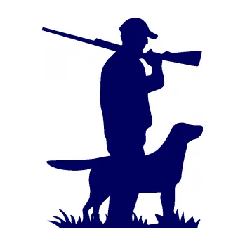 Samolepící dekorace SAMOLEPKA Myslivec 005 pravá se psem na lovu (23 - tmavě modrá) NA AUTO, NÁLEPKA, FÓLIE, POLEP, TUNING, VLASTNÍ TEXT, TISK, AUTOSAMOLEPKY.cz, POLEPY, OBRÁZEK, LOGO, SAMOLEPKY
