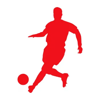 Samolepicí dekorace na vozidlo Fotbalista 019 levá (10 - červená) SAMOLEPKA NA AUTO, NÁLEPKA, FÓLIE, POLEP, TUNING, VLASTNÍ TEXT, TISK, AUTOSAMOLEPKY.cz, POLEPY, OBRÁZEK, LOGO, 3D STICKERS