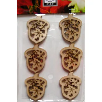 Dřevěná dekorace ŽALUDY 6ks,4cm