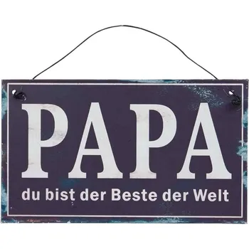 Plechová cedule Clayre & Eef - Plechová cedulka PAPA - 17*10 cm