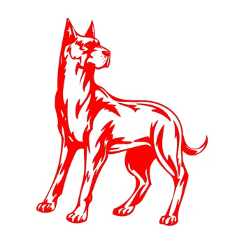 samolepka Pes 041 levá (74 - Fluorescentní červená) SAMOLEPKA NA AUTO, NÁLEPKA, FÓLIE, POLEP, TUNING, VLASTNÍ TEXT, TISK, AUTOSAMOLEPKY.cz, POLEPY, OBRÁZEK, LOGO, 3D STICKERS