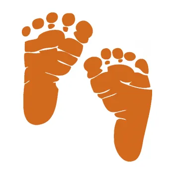 Samolepicí dekorace na vozidlo Baby on board 005 levá otisk chodidel (26 - oříšková) SAMOLEPKA NA AUTO, NÁLEPKA, FÓLIE, POLEP, TUNING, VLASTNÍ TEXT, TISK, AUTOSAMOLEPKY.cz, POLEPY, OBRÁZEK, LOGO, 3D STICKERS