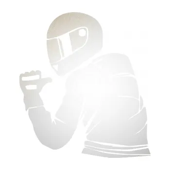 Samolepící dekorace SAMOLEPKA Motorkář 001 levá (82 - odrazková reflexní bílá) NA AUTO, NÁLEPKA, FÓLIE, POLEP, TUNING, VLASTNÍ TEXT, TISK, AUTOSAMOLEPKY.cz, POLEPY, OBRÁZEK, LOGO, SAMOLEPKY