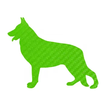 Samolepicí dekorace na vozidlo Pes 154 levá německý ovčák (58 - 3D karbon zelený kawasaki) SAMOLEPKA NA AUTO, NÁLEPKA, FÓLIE, POLEP, TUNING, VLASTNÍ TEXT, TISK, AUTOSAMOLEPKY.cz, POLEPY, OBRÁZEK, LOGO, 3D STICKERS