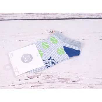 Ponožky YO nízké kotníkové šedé se zelenými tenisáky velikosti ponožek: 18-20 ( EUR vel. 27-30)