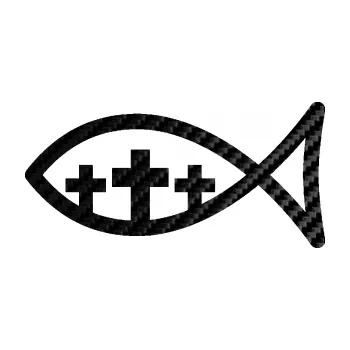 samolepka Jesus rybička 005 tři kříže křesťanský symbol (50 - 3D karbon černý) SAMOLEPKA NA AUTO, NÁLEPKA, FÓLIE, POLEP, TUNING, VLASTNÍ TEXT, TISK, AUTOSAMOLEPKY.cz, POLEPY, OBRÁZEK, LOGO, 3D STICKERS