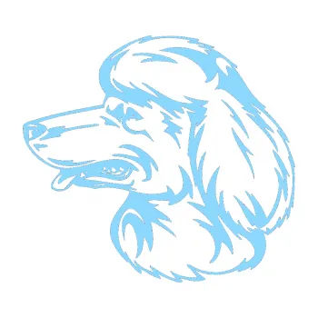 Polep vozidla SAMOLEPKA NA AUTO Pes 013 levá Pudl (03 - světle modrá) NÁLEPKA, FÓLIE, POLEP, TUNING, VLASTNÍ TEXT, TISK, AUTOSAMOLEPKY.cz, POLEPY, OBRÁZEK, LOGO, SAMOLEPKY