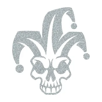 Samolepicí dekorace na vozidlo Lebka 019 kašpárek pravá (91 - Ultra Metalic stříbrná metalíza) SAMOLEPKA NA AUTO, NÁLEPKA, FÓLIE, POLEP, TUNING, VLASTNÍ TEXT, TISK, AUTOSAMOLEPKY.cz, POLEPY, OBRÁZEK, LOGO, 3D STICKERS