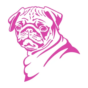 Polep vozidla Pes 080 levá Mops (16 - růžová) SAMOLEPKA NA AUTO, NÁLEPKA, FÓLIE, POLEP, TUNING, VLASTNÍ TEXT, TISK, AUTOSAMOLEPKY.cz, POLEPY, OBRÁZEK, LOGO, 3D STICKERS