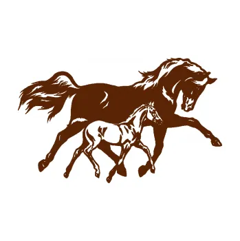 Samolepící dekorace Koníci 003 pravá kobylka s hříbětem (15 - hnědá) SAMOLEPKA NA AUTO, NÁLEPKA, FÓLIE, POLEP, TUNING, VLASTNÍ TEXT, TISK, AUTOSAMOLEPKY.cz, POLEPY, OBRÁZEK, LOGO, 3D STICKERS