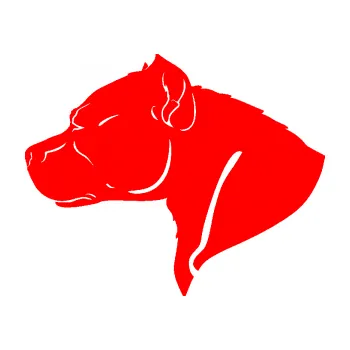 Samolepicí dekorace na vozidlo Pitbull 004 levá (74 - Fluorescentní červená) SAMOLEPKA NA AUTO, NÁLEPKA, FÓLIE, POLEP, TUNING, VLASTNÍ TEXT, TISK, AUTOSAMOLEPKY.cz, POLEPY, OBRÁZEK, LOGO, 3D STICKERS