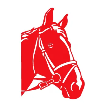 Samolepící dekorace SAMOLEPKA Kůň 028 pravá hlava s uzdou (10 - červená) NA AUTO, NÁLEPKA, FÓLIE, POLEP, TUNING, VLASTNÍ TEXT, TISK, AUTOSAMOLEPKY.cz, POLEPY, OBRÁZEK, LOGO, SAMOLEPKY