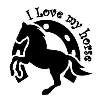 Samolepící dekorace SAMOLEPKA Kůň 063 podkova I love (01 - černá) NA AUTO, NÁLEPKA, FÓLIE, POLEP, TUNING, VLASTNÍ TEXT, TISK, AUTOSAMOLEPKY.cz, POLEPY, OBRÁZEK, LOGO, SAMOLEPKY