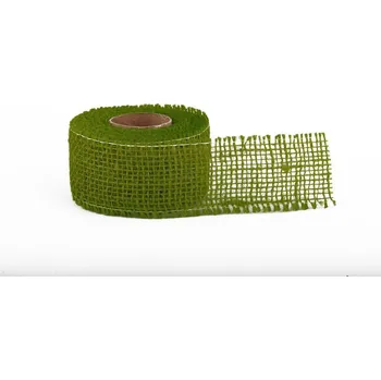 Stuha Jutová stuha 5 cm, 5 m, sv. zelená