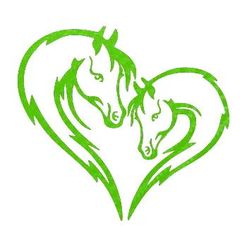 Samolepící dekorace SAMOLEPKA Koníci 002 - levá srdíčko kůň s hříbátkem (58 - 3D karbon zelený kawasaki) NA AUTO, NÁLEPKA, FÓLIE, POLEP, TUNING, VLASTNÍ TEXT, TISK, AUTOSAMOLEPKY.cz, POLEPY, OBRÁZEK, LOGO, SAMOLEPKY