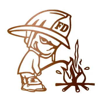 Samolepicí dekorace na vozidlo Boy čůrá 004 hasič pravá (44 - měděná metalíza) SAMOLEPKA NA AUTO, NÁLEPKA, FÓLIE, POLEP, TUNING, VLASTNÍ TEXT, TISK, AUTOSAMOLEPKY.cz, POLEPY, OBRÁZEK, LOGO, 3D STICKERS