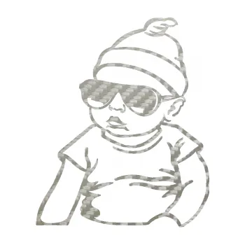 Samolepicí dekorace na vozidlo Baby on board 003 levá miminko s brýlemi (52 - 3D karbon stříbrný) SAMOLEPKA NA AUTO, NÁLEPKA, FÓLIE, POLEP, TUNING, VLASTNÍ TEXT, TISK, AUTOSAMOLEPKY.cz, POLEPY, OBRÁZEK, LOGO, 3D STICKERS