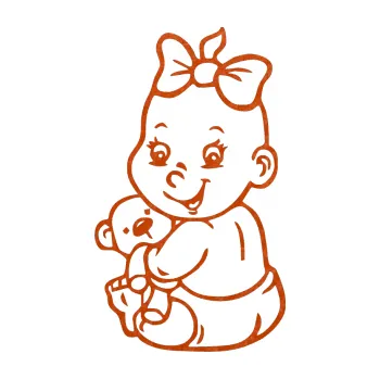 Samolepicí dekorace na vozidlo Dítě v autě 018 levá holčička s medvídkem (54 - 3D karbon oranžový) SAMOLEPKA NA AUTO, NÁLEPKA, FÓLIE, POLEP, TUNING, VLASTNÍ TEXT, TISK, AUTOSAMOLEPKY.cz, POLEPY, OBRÁZEK, LOGO, 3D STICKERS