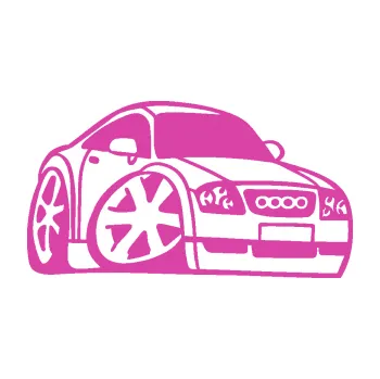 Polep vozidla SAMOLEPKA Audi TT karikatura pravá (16 - růžová) NA AUTO, NÁLEPKA, FÓLIE, POLEP, TUNING, VLASTNÍ TEXT, TISK, AUTOSAMOLEPKY.cz, POLEPY, OBRÁZEK, LOGO, SAMOLEPKY