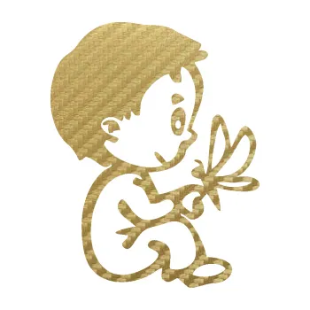 Samolepicí dekorace na vozidlo Dítě v autě 044 pravá kluk s motýlem (59 - 3D karbon zlatý) SAMOLEPKA NA AUTO, NÁLEPKA, FÓLIE, POLEP, TUNING, VLASTNÍ TEXT, TISK, AUTOSAMOLEPKY.cz, POLEPY, OBRÁZEK, LOGO, 3D STICKERS